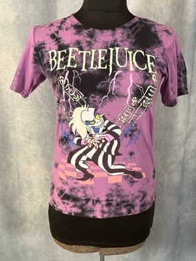 Beetlejuice cartoon Tie-Dye Graphic Tee - Purple Black size small